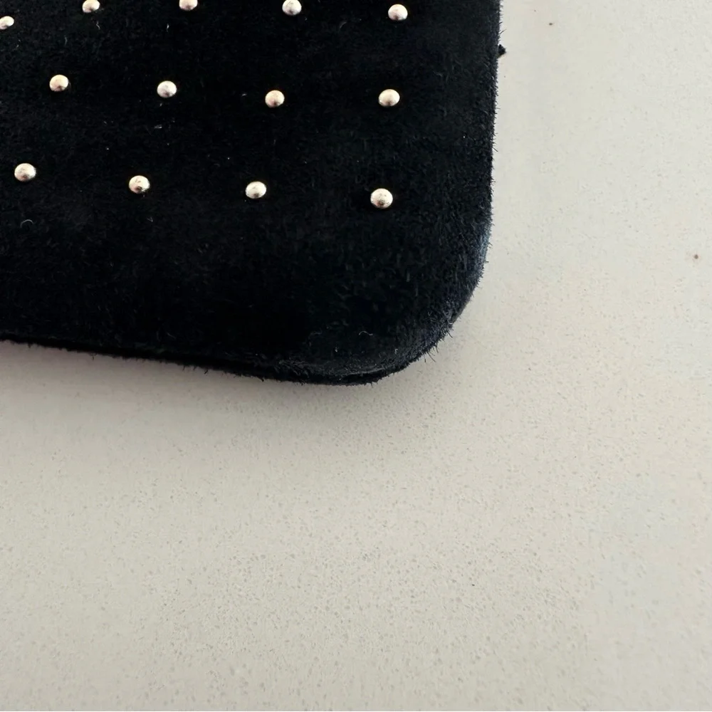 Clare V Studded Clutch Suede Pouch in Black with Gold - Picture 3 of 8